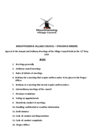Standing Orders May 2025
