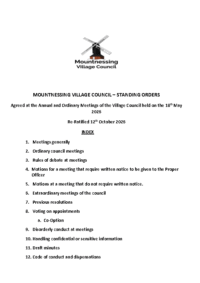 Standing Orders October 2026